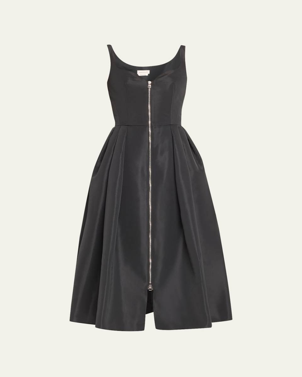 Zip-Front Midi Dress
